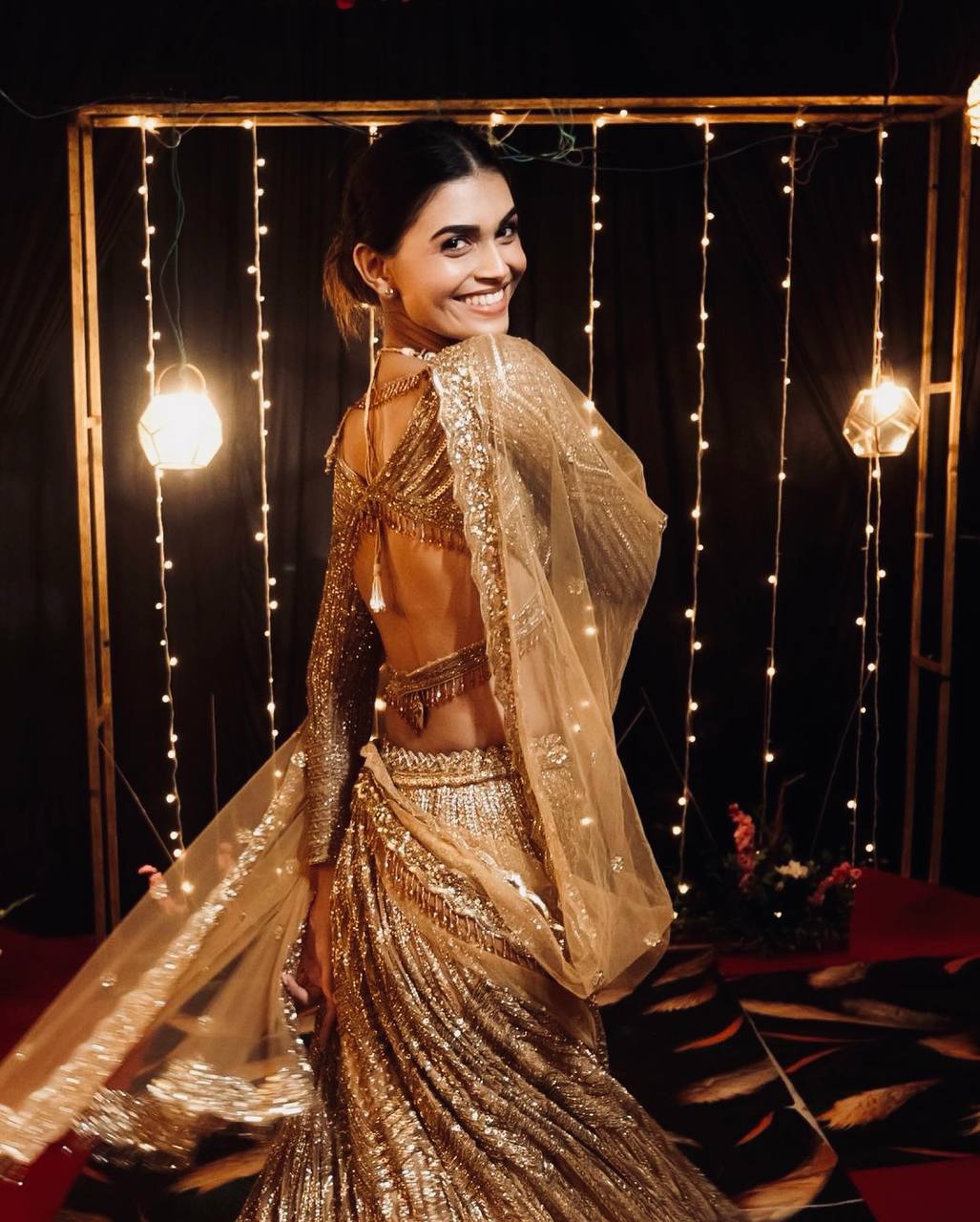 Kasturi Silk Georgette Lehenga Set with Sequins & Dori Work – 3 Piece Bridal Ensemble YNF