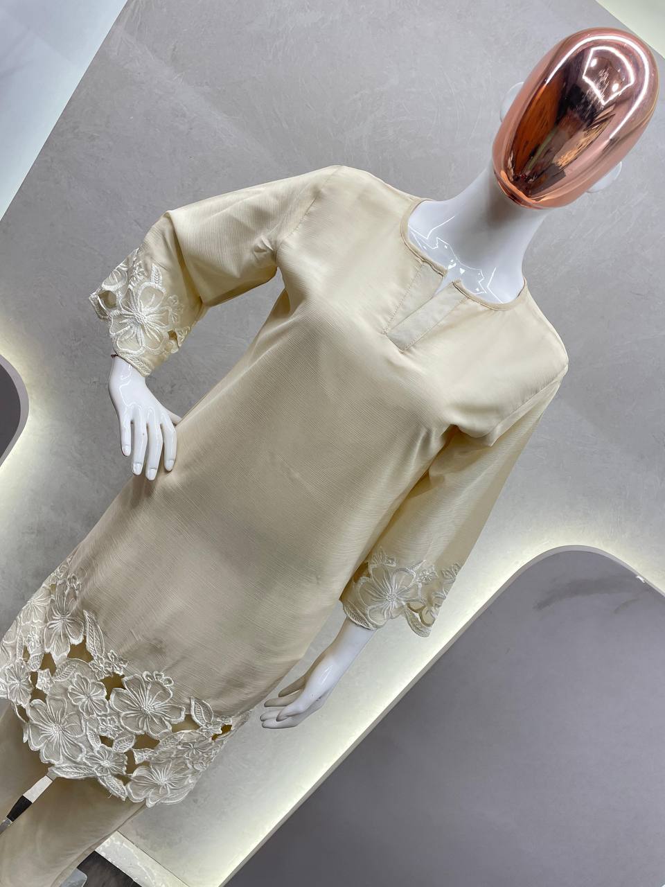 Chinon Fabric Shirt & Pant Set with Elegant Fit | Ready-to-Wear Ethnic Co-ord Set YNF