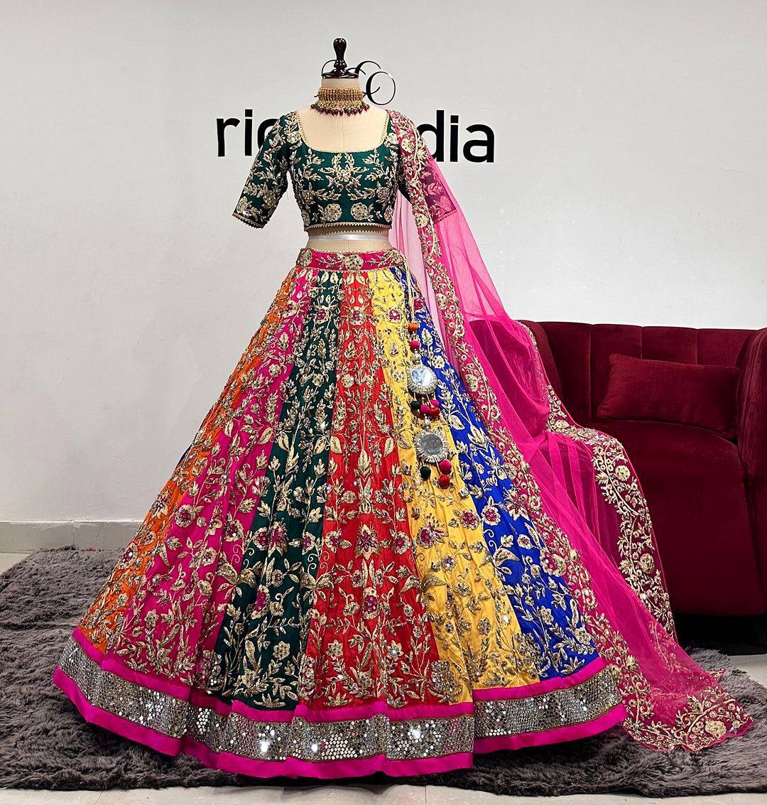 Designer Faux Georgette Lehenga Set with Heavy Sequins Embroidery | Semi-Stitched Elegance YNF