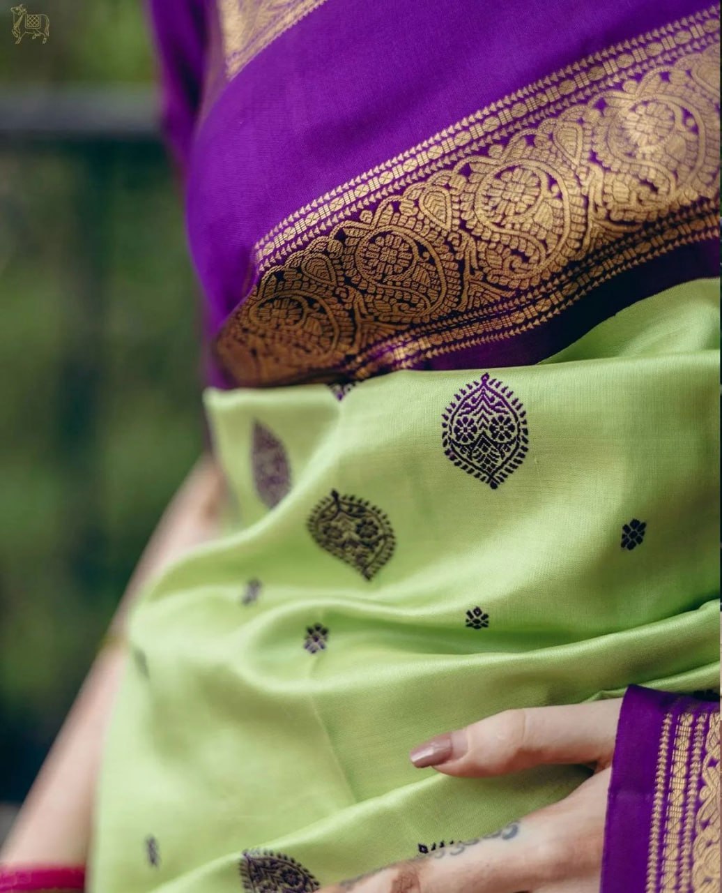 Elegant Banarasi Soft Silk Saree with Gold Zari Weaving & Rich Traditional Finish | 5.5 M Length | 1 Color | Premium Craftsmanship YNF