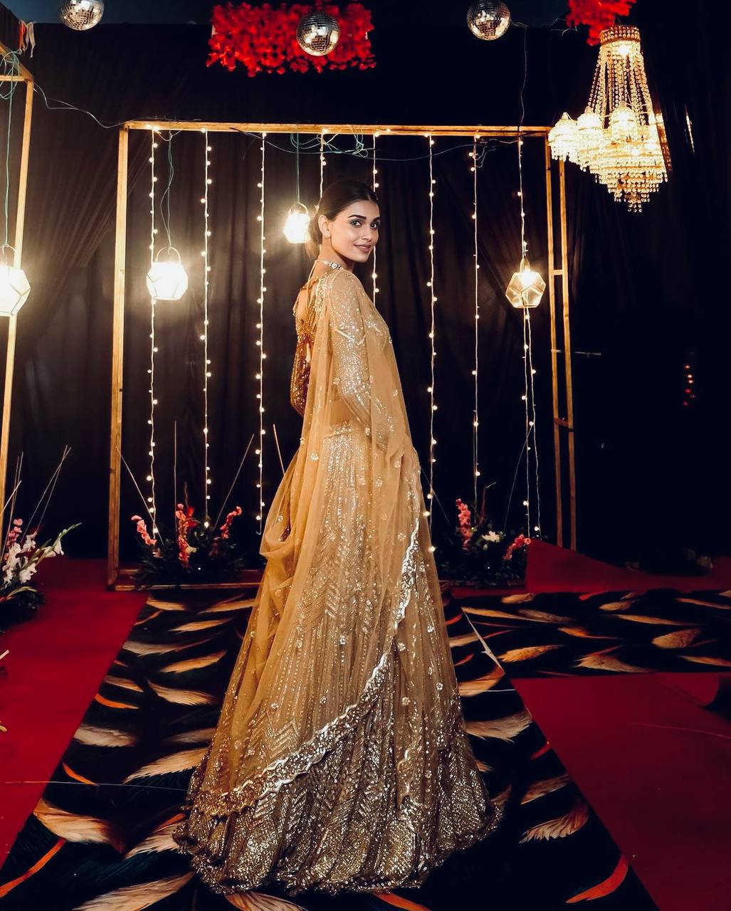 Kasturi Silk Georgette Lehenga Set with Sequins & Dori Work – 3 Piece Bridal Ensemble YNF