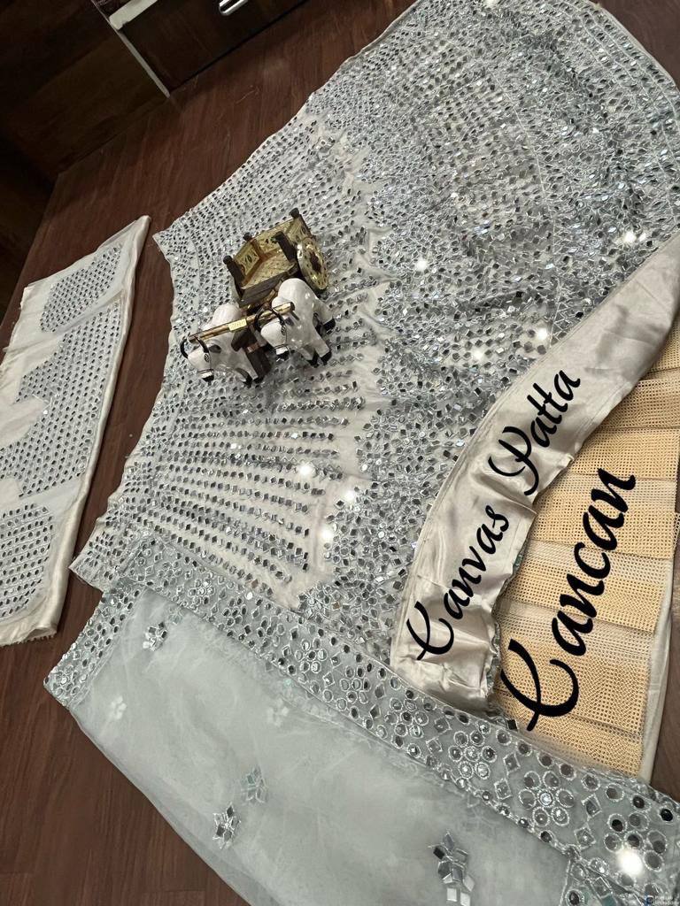 Soft Mono Net Lehenga Set with 12000+ Real Mirror Work & Satin Inner YNF