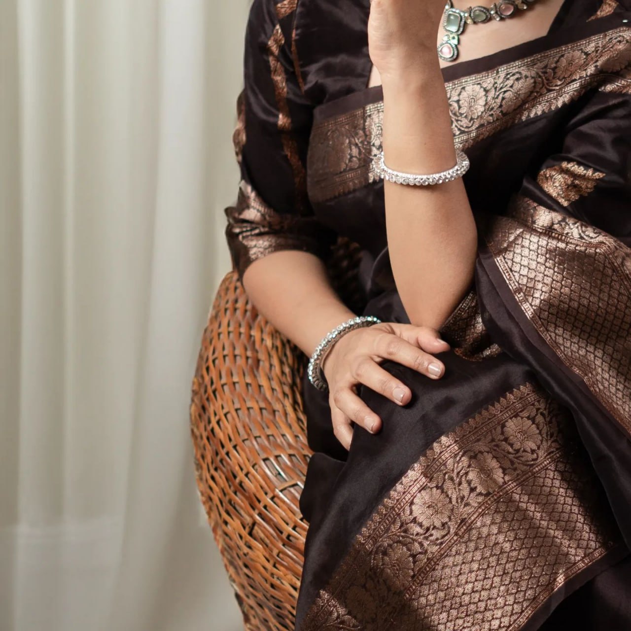 Elegant Banarasi Soft Silk Saree with Copper Zari Weaving & Rich Brocade Work | 5.5 M Length | 1 Color | Premium Finish YNF