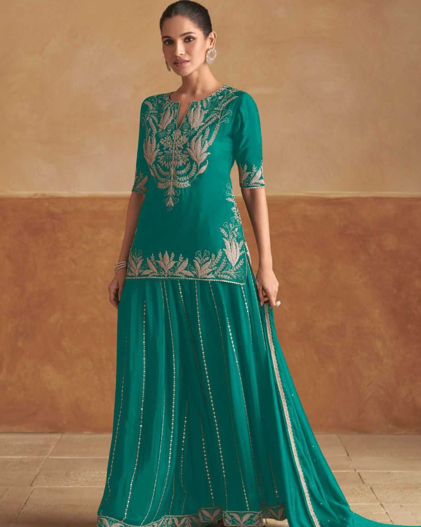 Regal Radiance: Designer Chinon Suit