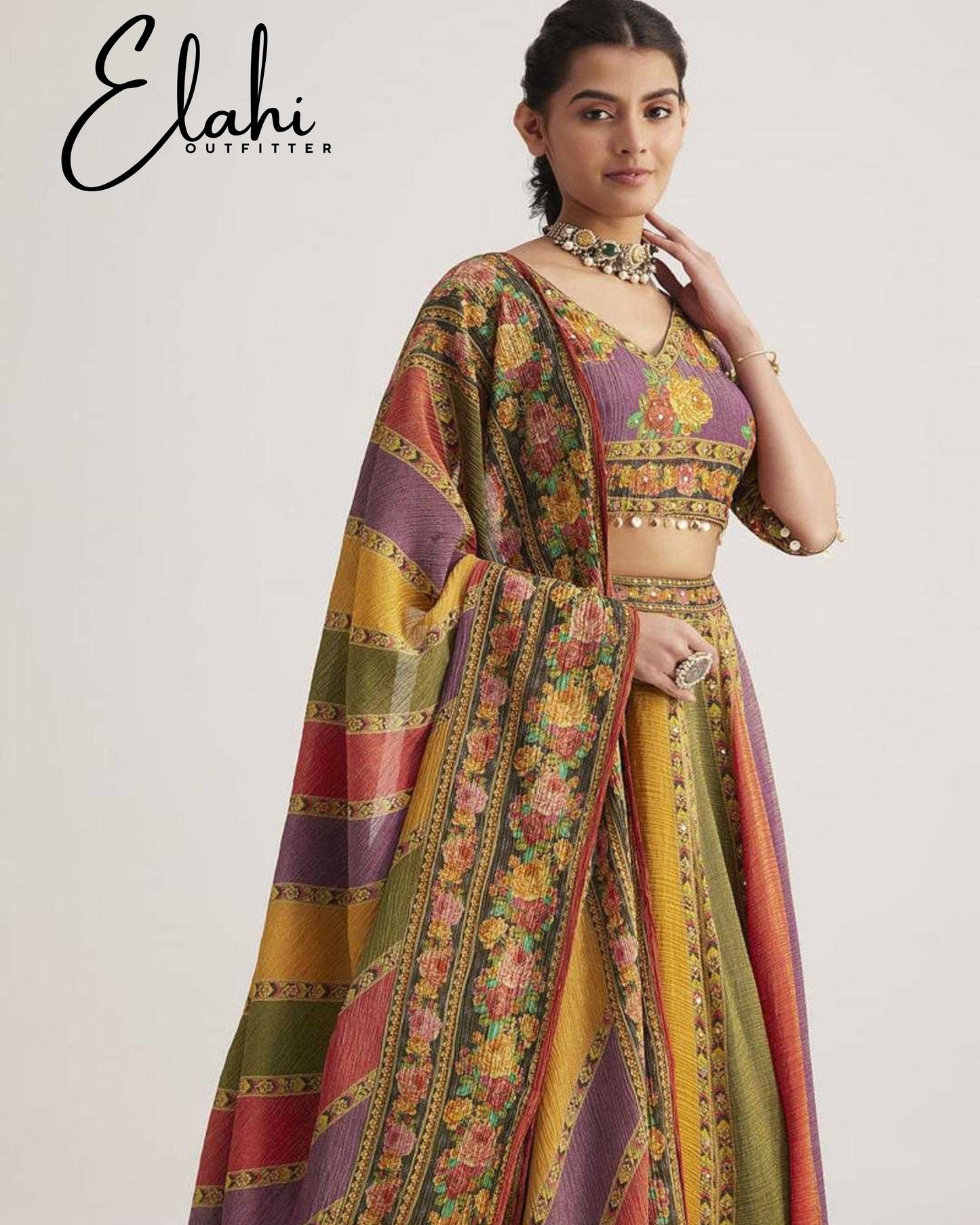 Radiant Elegance: Multi-Color Silk Lehenga Choli