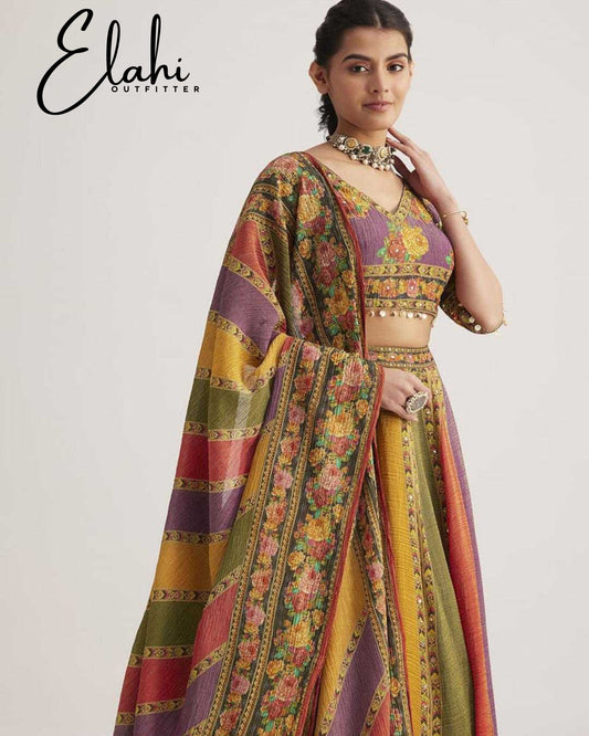 Radiant Elegance: Multi-Color Silk Lehenga Choli