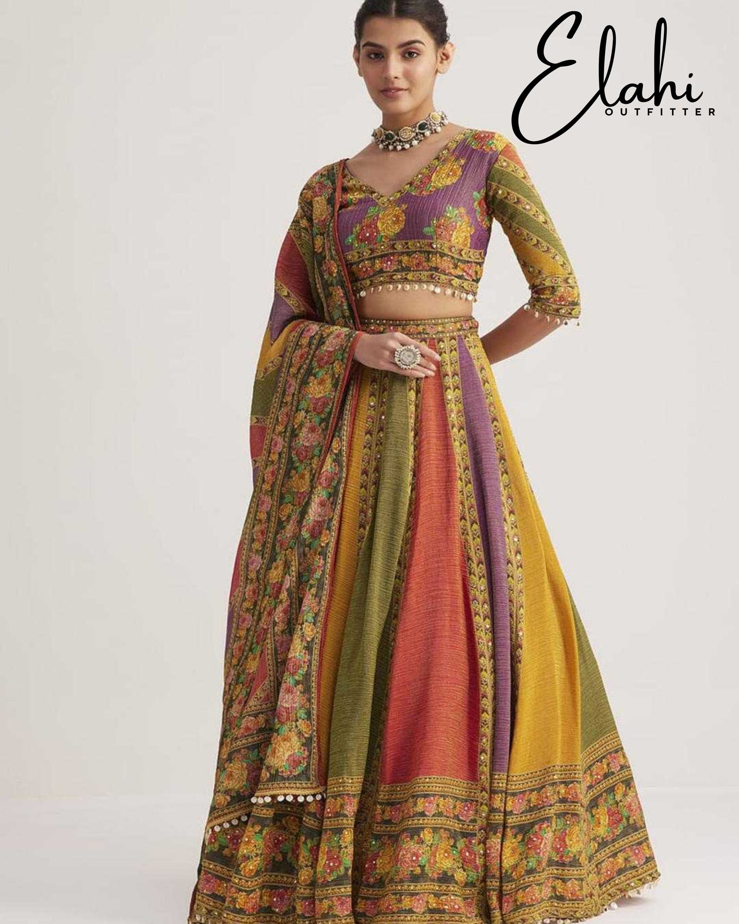 Radiant Elegance: Multi-Color Silk Lehenga Choli
