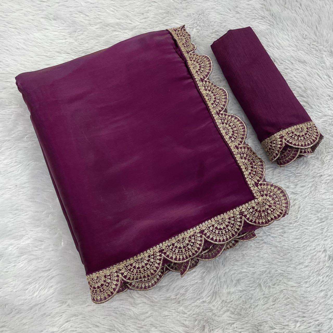 Trending Traditional Saree – Wine Color Collection with Blouse – 6.3m YNF