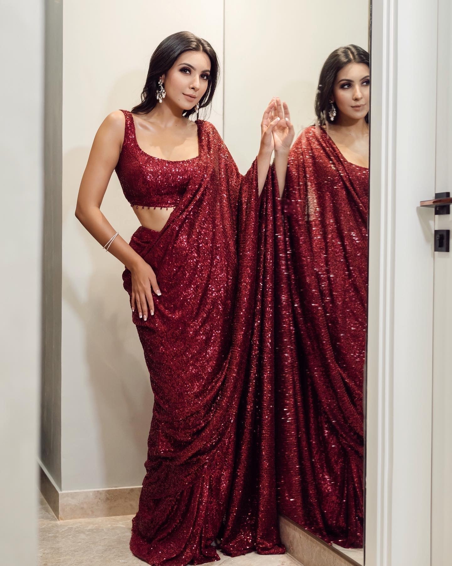 Captivating Heavy Georgette Saree with 3MM Sequin Embroidery & Designer Blouse | Elegant Partywear YNF