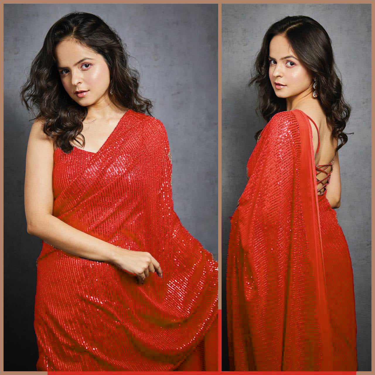 Captivating Heavy Georgette Saree with 3MM Sequin Embroidery & Designer Blouse | Elegant Partywear YNF