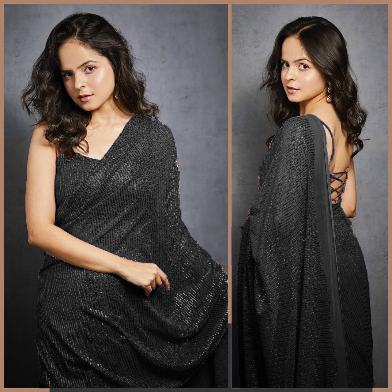 Captivating Heavy Georgette Saree with 3MM Sequin Embroidery & Designer Blouse | Elegant Partywear YNF