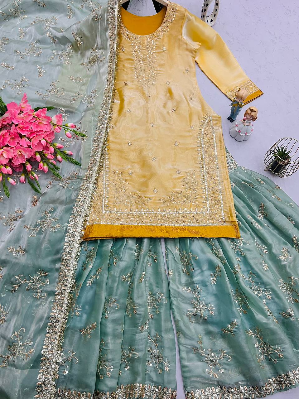 Embroidered Heavy Jimmy Cho Sharara Set with Dupatta – M to XXL YNF