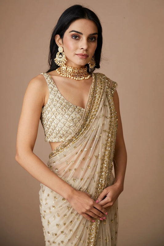 Elegant Designer Soft Butterfly Net Embroidered Saree with Sequins & Codding Work YNF