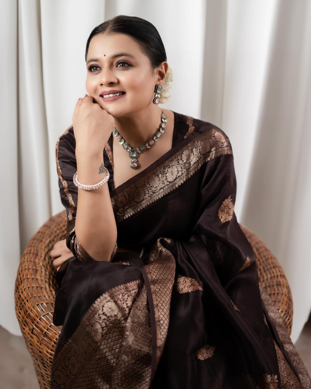 Elegant Banarasi Soft Silk Saree with Copper Zari Weaving & Rich Brocade Work | 5.5 M Length | 1 Color | Premium Finish YNF