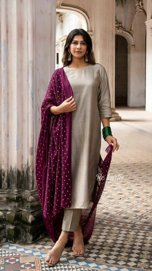Trendy Viscose Chanderi Dupatta Set for Women & Girls | Ethnic Kurta Bottom with Nazmin Dupatta YNF