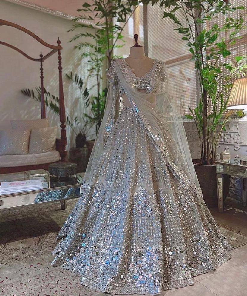 Soft Mono Net Lehenga Set with 12000+ Real Mirror Work & Satin Inner YNF