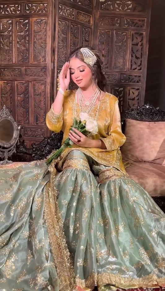 Embroidered Heavy Jimmy Cho Sharara Set with Dupatta – M to XXL YNF
