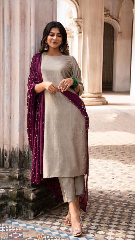 Trendy Viscose Chanderi Dupatta Set for Women & Girls | Ethnic Kurta Bottom with Nazmin Dupatta YNF