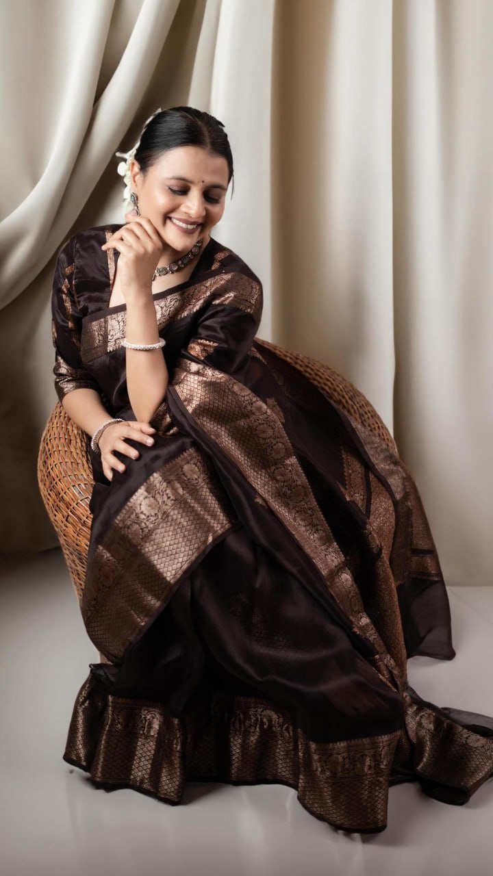 Elegant Banarasi Soft Silk Saree with Copper Zari Weaving & Rich Brocade Work | 5.5 M Length | 1 Color | Premium Finish YNF
