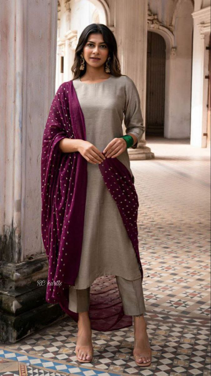 Trendy Viscose Chanderi Dupatta Set for Women & Girls | Ethnic Kurta Bottom with Nazmin Dupatta YNF
