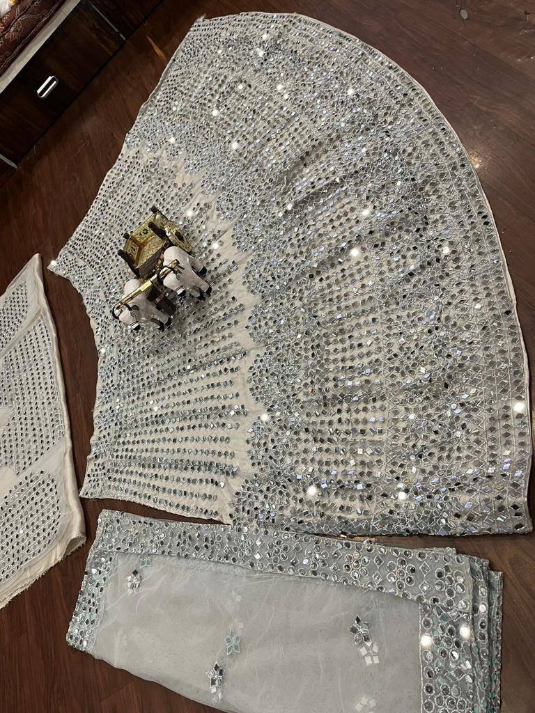 Soft Mono Net Lehenga Set with 12000+ Real Mirror Work & Satin Inner YNF