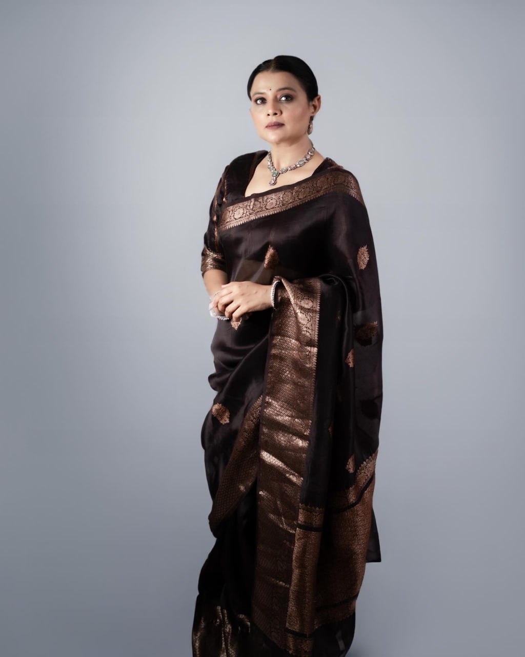 Elegant Banarasi Soft Silk Saree with Copper Zari Weaving & Rich Brocade Work | 5.5 M Length | 1 Color | Premium Finish YNF