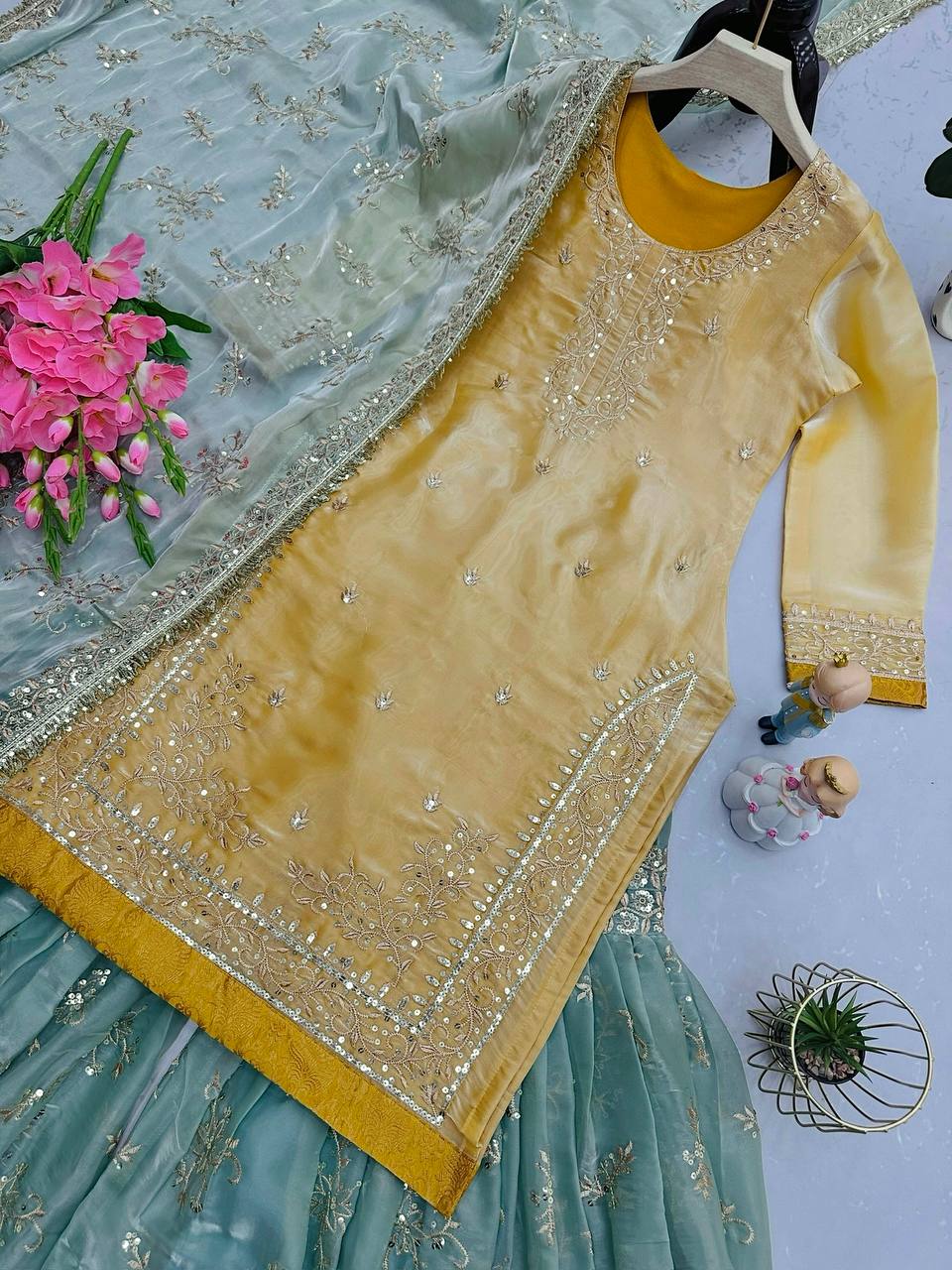 Embroidered Heavy Jimmy Cho Sharara Set with Dupatta – M to XXL YNF