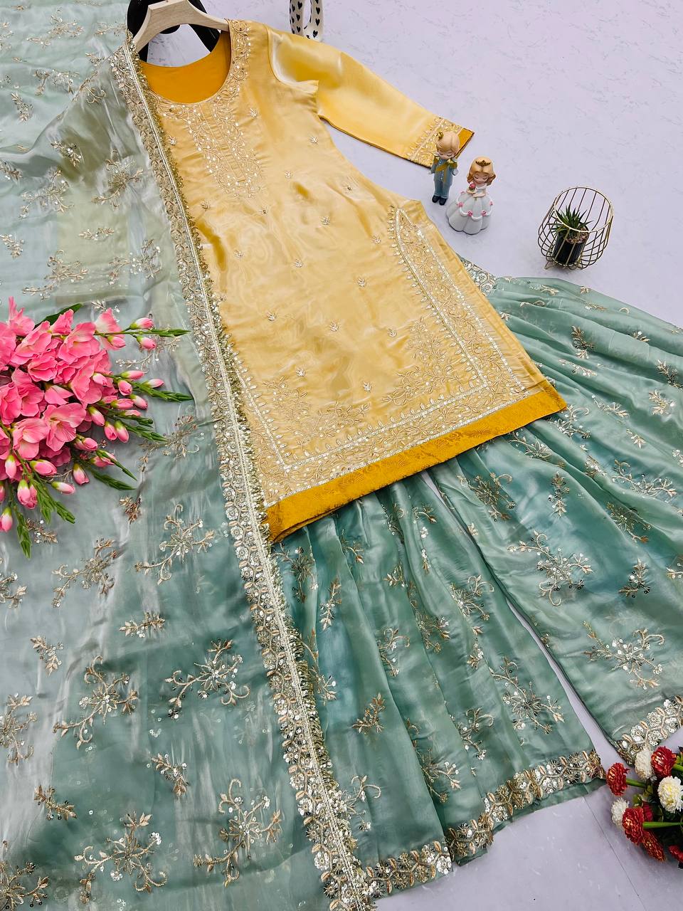 Embroidered Heavy Jimmy Cho Sharara Set with Dupatta – M to XXL YNF