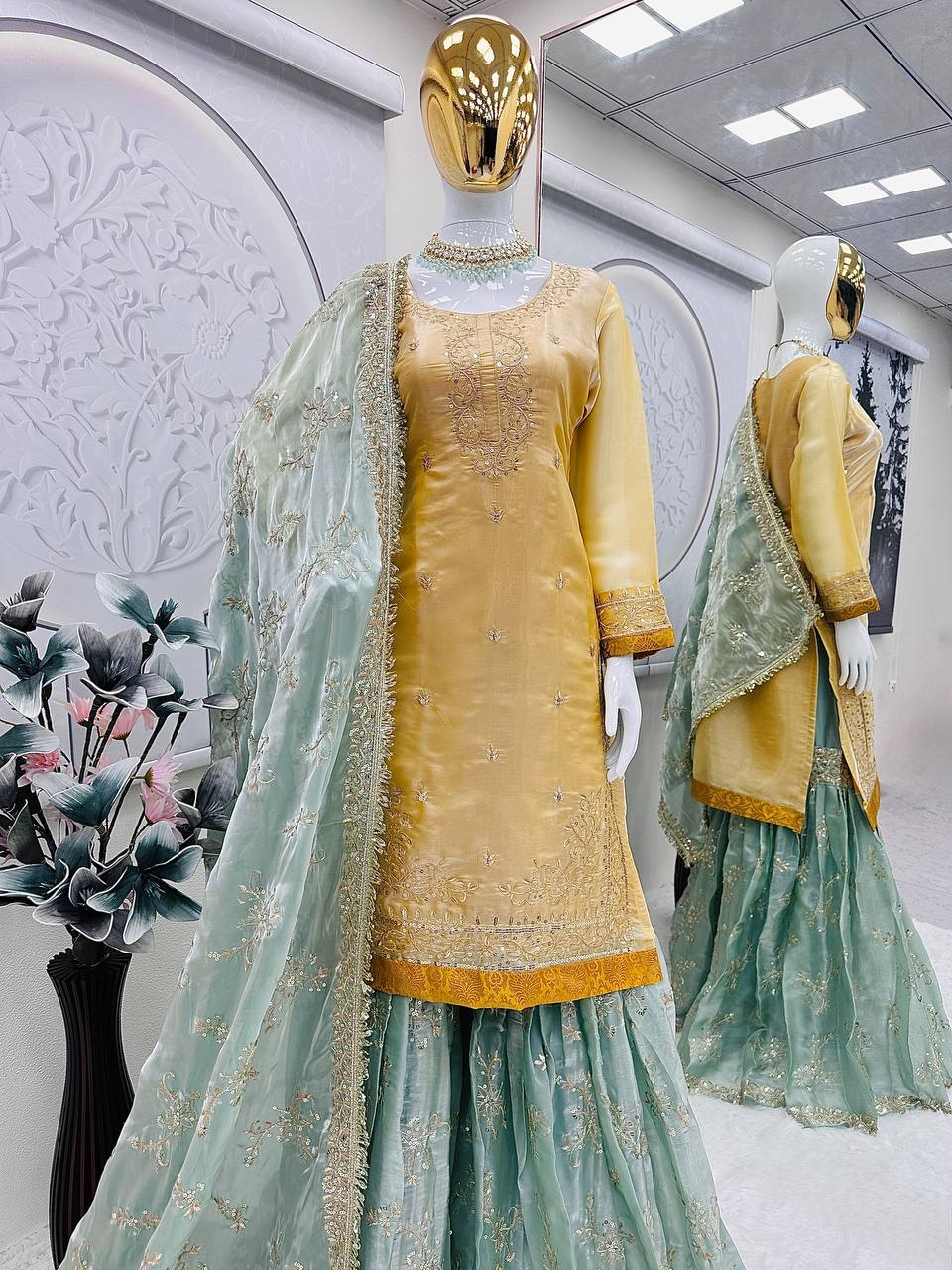 Embroidered Heavy Jimmy Cho Sharara Set with Dupatta – M to XXL YNF