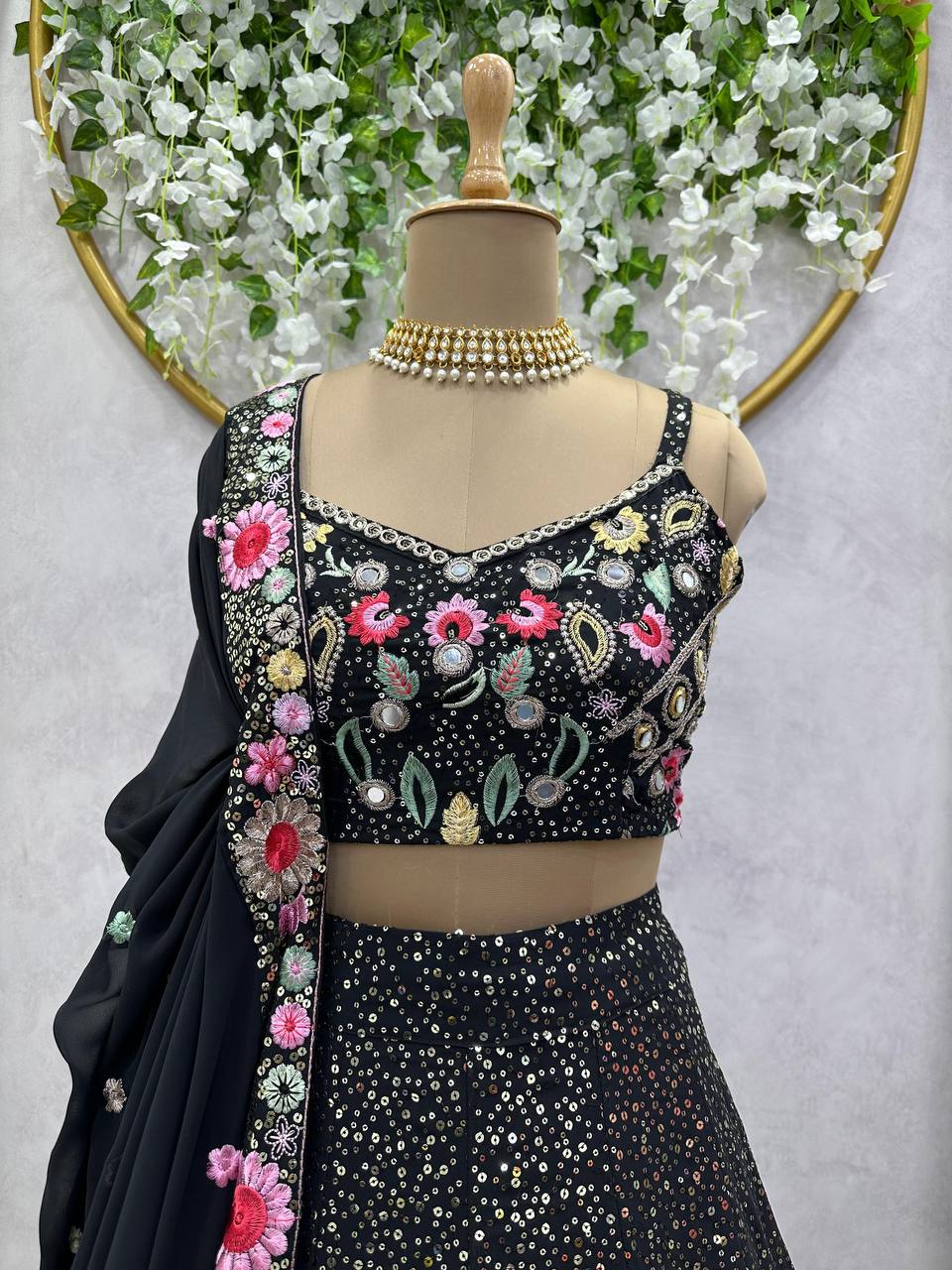 Graceful Faux Georgette Lehenga Set with Thread & Sequin Work YNF