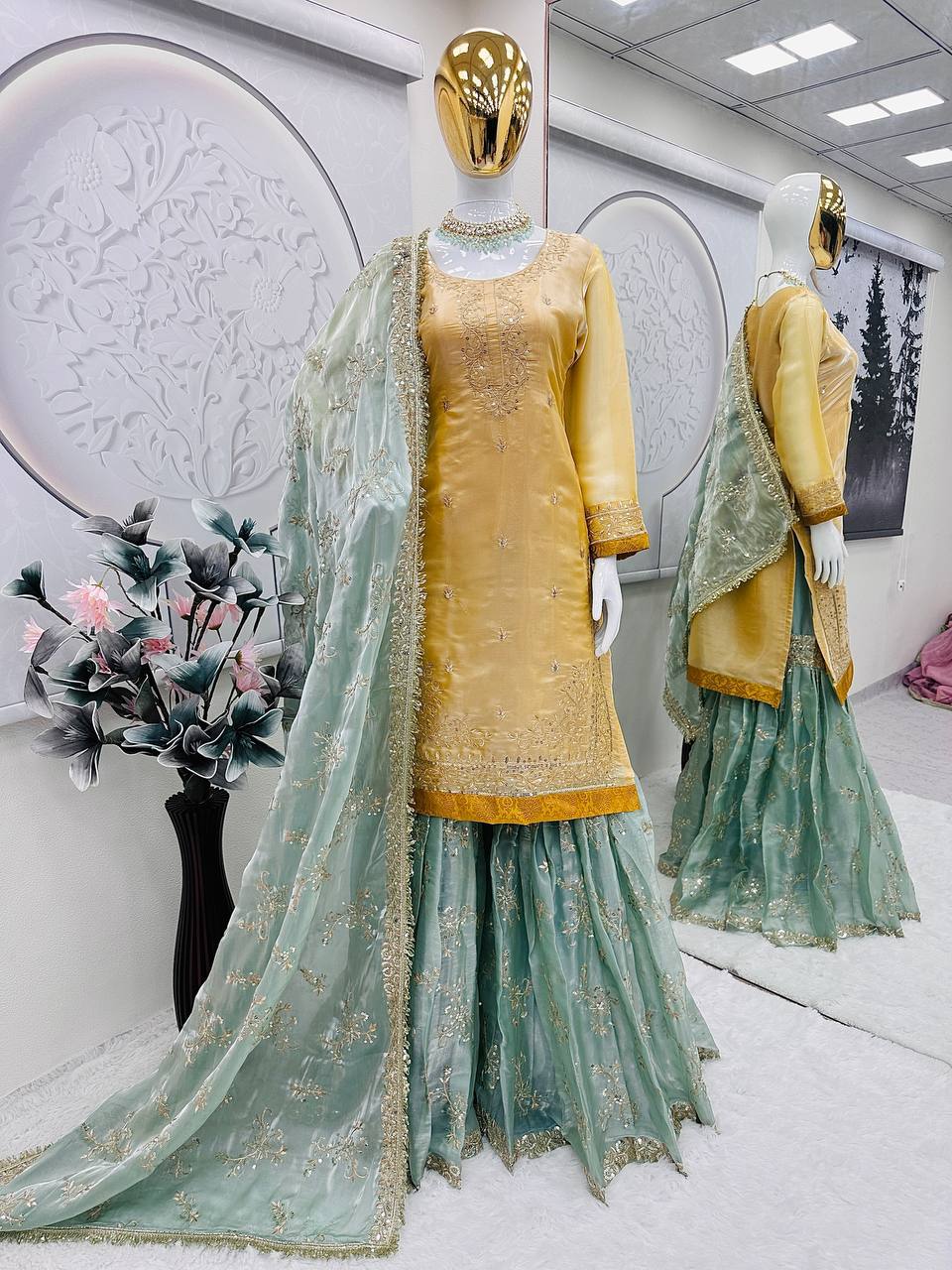 Embroidered Heavy Jimmy Cho Sharara Set with Dupatta – M to XXL YNF