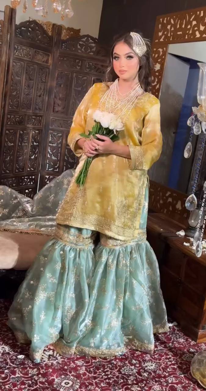 Embroidered Heavy Jimmy Cho Sharara Set with Dupatta – M to XXL YNF